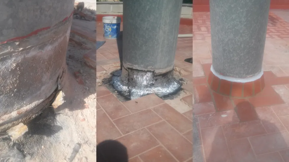 Columnas restauradas en una rehabilitación de Construcciones Mogar